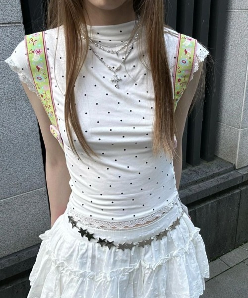 VIBGYOR(ヴィブジョー)の「【TUNE】ドット柄カットソー(Tシャツ/カットソー・レディース・ホワイト・FREE)」の3枚目の写真