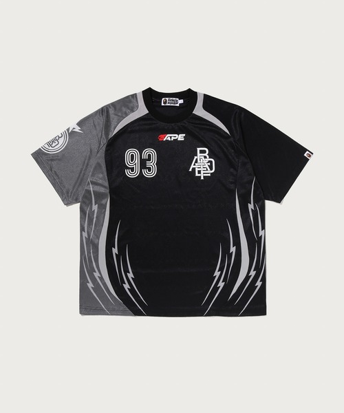 A BATHING APE(アベイシングエイプ)の「APA FRAME PATTERN MULTI LOGO RELAXED FIT FOOTBALL JERSEY(Tシャツ/カットソー・メンズ・ホワイト/ブラック・X-LARGE/MEDIUM/SMALL)」の2枚目の写真