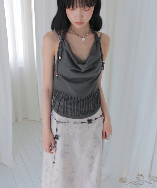 RUBATI(ルバティ)の「アニタ・ロ フリンジカウルホルターネック ノースリーブビーズトップ_チャコール(Tシャツ/カットソー・レディース・その他・1/2)」の3枚目の写真