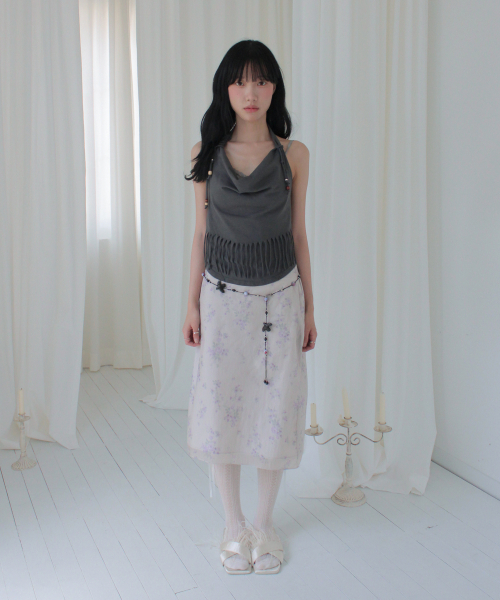 RUBATI(ルバティ)の「アニタ・ロ フリンジカウルホルターネック ノースリーブビーズトップ_チャコール(Tシャツ/カットソー・レディース・その他・1/2)」の6枚目の写真