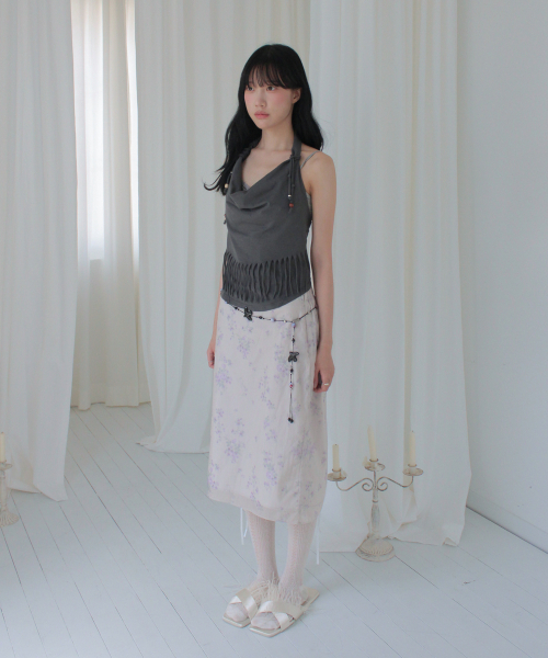 RUBATI(ルバティ)の「アニタ・ロ フリンジカウルホルターネック ノースリーブビーズトップ_チャコール(Tシャツ/カットソー・レディース・その他・1/2)」の7枚目の写真