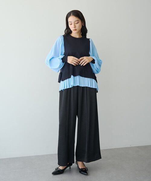 YECCA VECCA(イェッカヴェッカ)の「プリーツコンビニット(ニット/セーター・レディース・キャメル/ブラック/ネイビー・FREE)」の10枚目の写真