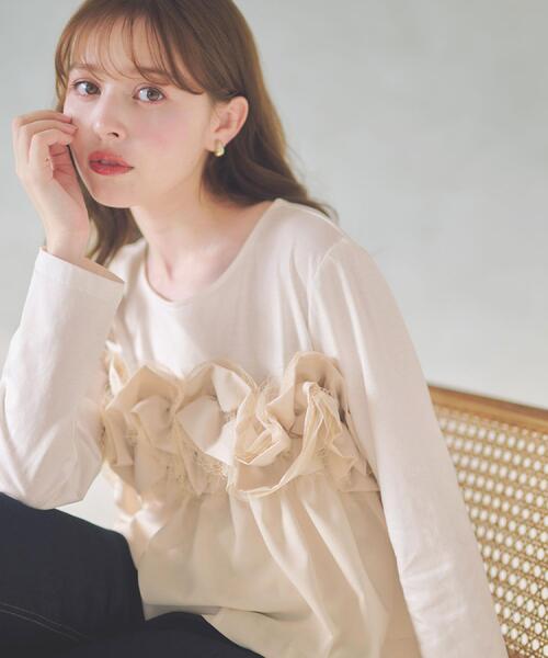 index(インデックス)の「フリルぺプラムドッキングトップス【洗濯機OK】(Tシャツ/カットソー・レディース・チャコールグレー/オフホワイト・40/38/36)」の3枚目の写真