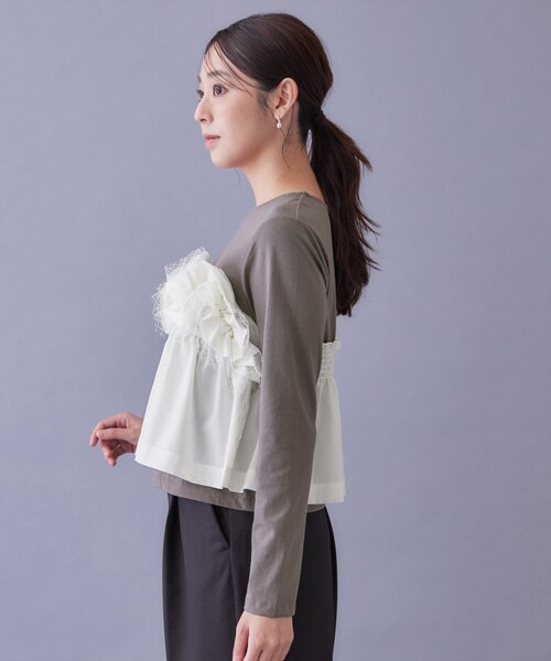 index(インデックス)の「フリルぺプラムドッキングトップス【洗濯機OK】(Tシャツ/カットソー・レディース・チャコールグレー/オフホワイト・40/38/36)」の17枚目の写真