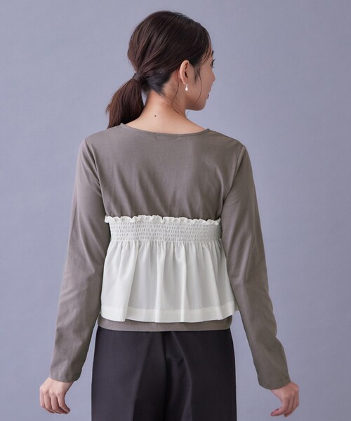 index(インデックス)の「フリルぺプラムドッキングトップス【洗濯機OK】(Tシャツ/カットソー・レディース・チャコールグレー/オフホワイト・40/38/36)」の18枚目の写真
