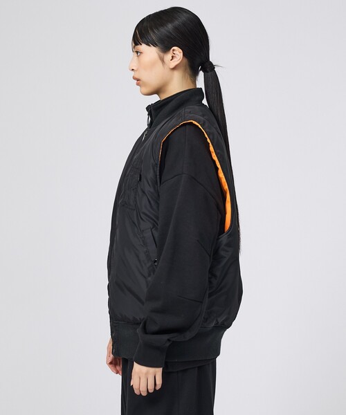 Alpha Industries(アルファインダストリーズ)の「【ALPHA / アルファ】MA-1 RELAXED FIT VEST / リラックスフィット MA-1ベスト(ブルゾン・メンズ・ブラック・XL/L/M)」の4枚目の写真