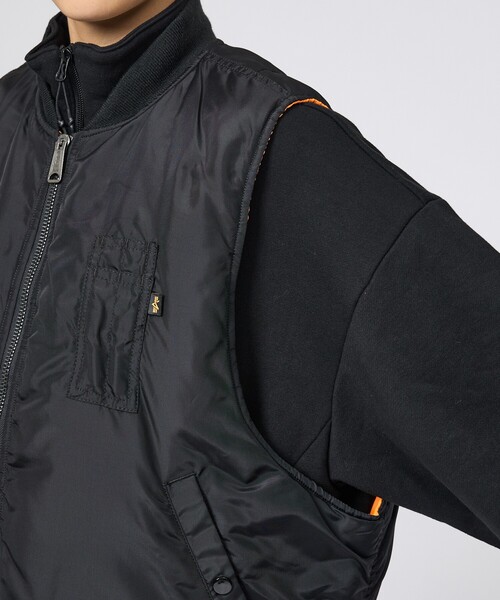 Alpha Industries(アルファインダストリーズ)の「【ALPHA / アルファ】MA-1 RELAXED FIT VEST / リラックスフィット MA-1ベスト(ブルゾン・メンズ・ブラック・XL/L/M)」の7枚目の写真
