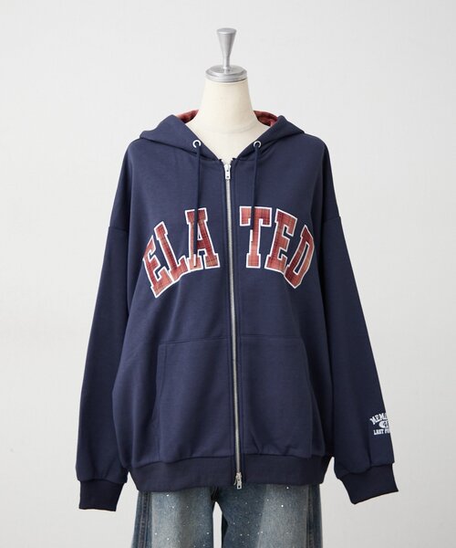 Another Branch olive des olive(アナザーブランチオリーブデオリーブ)の「裏起毛配色ロゴZIPパーカー(パーカー・レディース・レッド/ブラウン/ネイビー/トップグレー/モカ・FREE)」の4枚目の写真