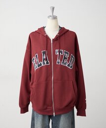 裏起毛配色ロゴZIPパーカー