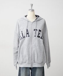 裏起毛配色ロゴZIPパーカー