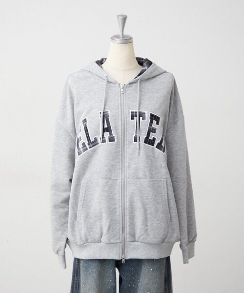 Another Branch olive des olive(アナザーブランチオリーブデオリーブ)の「裏起毛配色ロゴZIPパーカー(パーカー・レディース・レッド/ブラウン/ネイビー/トップグレー/モカ・FREE)」の2枚目の写真