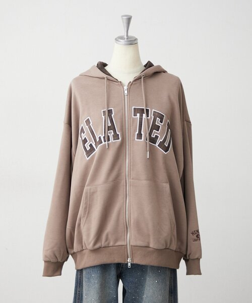 Another Branch olive des olive(アナザーブランチオリーブデオリーブ)の「裏起毛配色ロゴZIPパーカー(パーカー・レディース・レッド/ブラウン/ネイビー/トップグレー/モカ・FREE)」の3枚目の写真