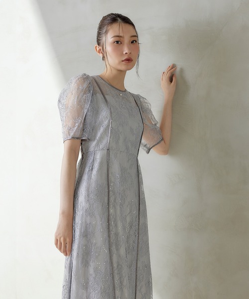 Kana(カナ)の「スパンコール刺繍レースAラインドレス パーティー 結婚式 お呼ばれ オケージョン(ドレス・レディース・ブラック/ピンク/ブルー系その他・M)」の2枚目の写真