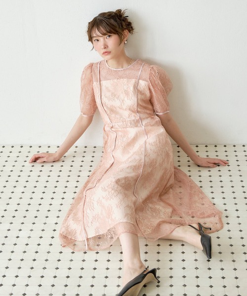 Kana(カナ)の「スパンコール刺繍レースAラインドレス パーティー 結婚式 お呼ばれ オケージョン(ドレス・レディース・ブラック/ピンク/ブルー系その他・M)」の3枚目の写真