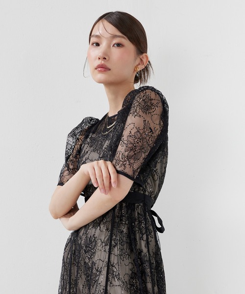 Kana(カナ)の「スパンコール刺繍レースAラインドレス パーティー 結婚式 お呼ばれ オケージョン(ドレス・レディース・ブラック/ピンク/ブルー系その他・M)」の8枚目の写真