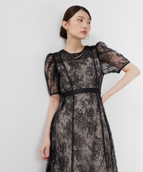 Kana(カナ)の「スパンコール刺繍レースAラインドレス パーティー 結婚式 お呼ばれ オケージョン(ドレス・レディース・ブラック/ピンク/ブルー系その他・M)」の11枚目の写真