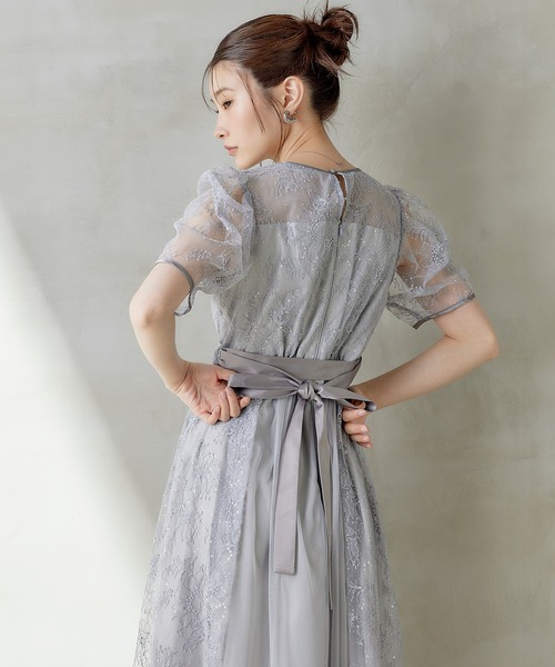 Kana(カナ)の「スパンコール刺繍レースAラインドレス パーティー 結婚式 お呼ばれ オケージョン(ドレス・レディース・ブラック/ピンク/ブルー系その他・M)」の17枚目の写真