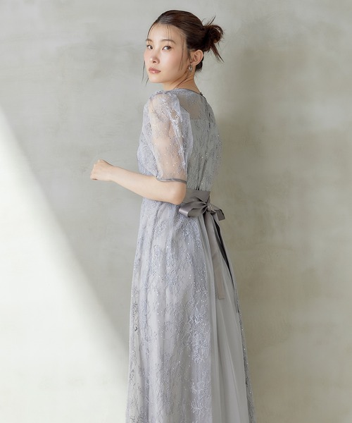 Kana(カナ)の「スパンコール刺繍レースAラインドレス パーティー 結婚式 お呼ばれ オケージョン(ドレス・レディース・ブラック/ピンク/ブルー系その他・M)」の21枚目の写真