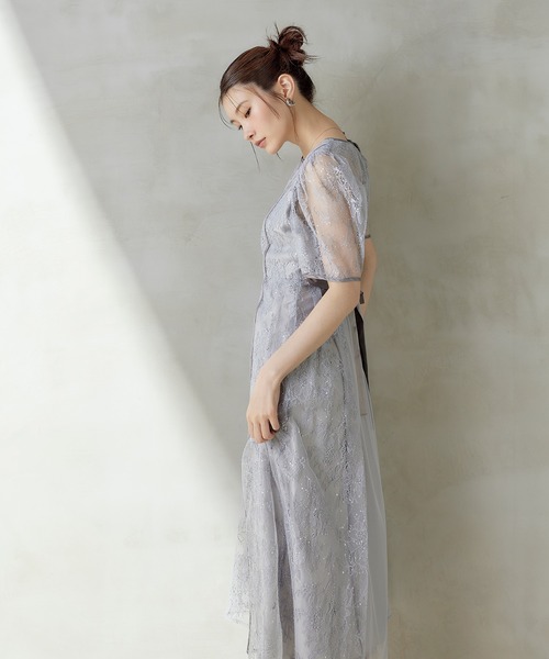 Kana(カナ)の「スパンコール刺繍レースAラインドレス パーティー 結婚式 お呼ばれ オケージョン(ドレス・レディース・ブラック/ピンク/ブルー系その他・M)」の20枚目の写真