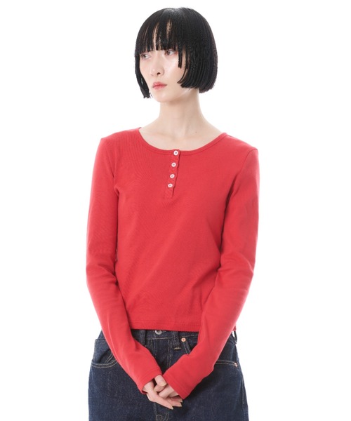 FRUIT OF THE LOOM(フルーツオブザルーム)の「FTL ヘンリーネック 2カラーパック L/S(Tシャツ/カットソー・レディース・パープル/レッド/ブラウン・S/M/L)」の6枚目の写真