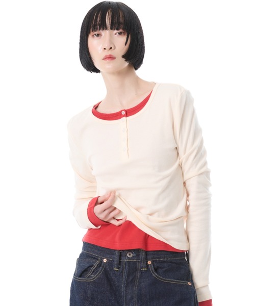 FRUIT OF THE LOOM(フルーツオブザルーム)の「FTL ヘンリーネック 2カラーパック L/S(Tシャツ/カットソー・レディース・パープル/レッド/ブラウン・S/M/L)」の10枚目の写真