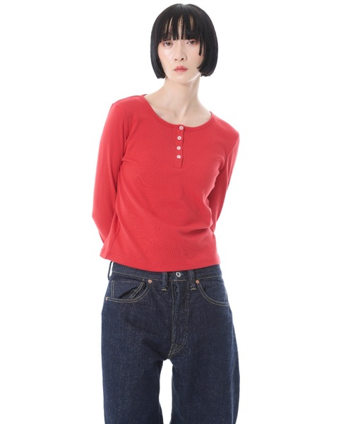 FRUIT OF THE LOOM(フルーツオブザルーム)の「FTL ヘンリーネック 2カラーパック L/S(Tシャツ/カットソー・レディース・パープル/レッド/ブラウン・S/M/L)」の5枚目の写真