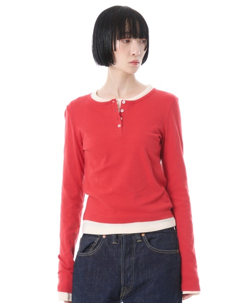 FRUIT OF THE LOOM(フルーツオブザルーム)の「FTL ヘンリーネック 2カラーパック L/S(Tシャツ/カットソー・レディース・パープル/レッド/ブラウン・S/M/L)」の11枚目の写真