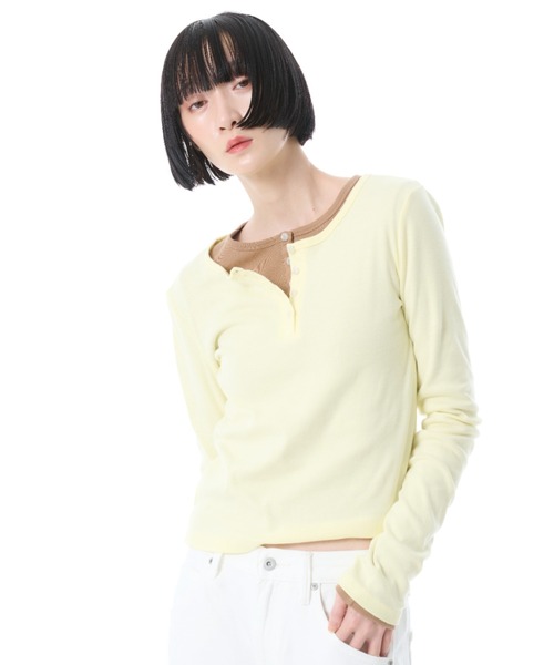 FRUIT OF THE LOOM(フルーツオブザルーム)の「FTL ヘンリーネック 2カラーパック L/S(Tシャツ/カットソー・レディース・パープル/レッド/ブラウン・S/M/L)」の20枚目の写真