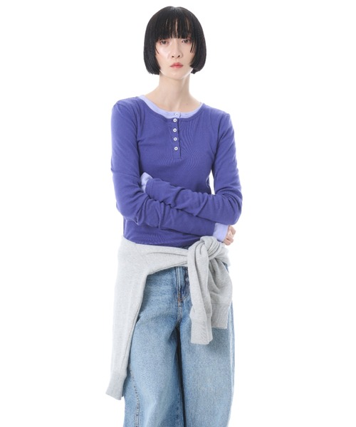 FRUIT OF THE LOOM(フルーツオブザルーム)の「FTL ヘンリーネック 2カラーパック L/S(Tシャツ/カットソー・レディース・パープル/レッド/ブラウン・S/M/L)」の22枚目の写真