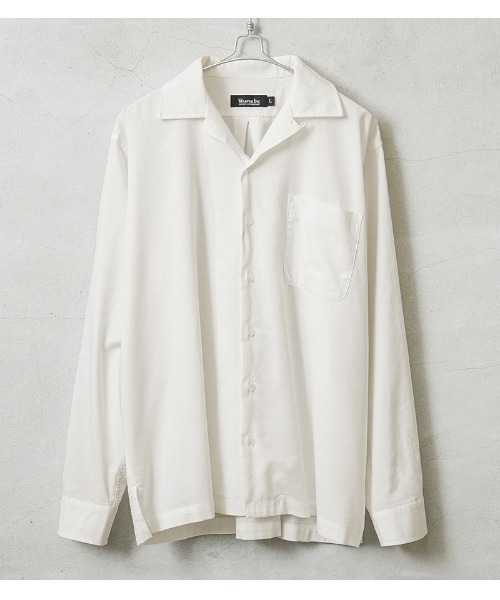 WAIPER.inc(ワイパーインク)の「WAIPER.inc コットンレーヨン オープンカラー L/Sシャツ ソリッドカラー(シャツ/ブラウス・メンズ・ネイビー/ブラック/ナチュラル/ブラウン・L/M/XL)」の3枚目の写真