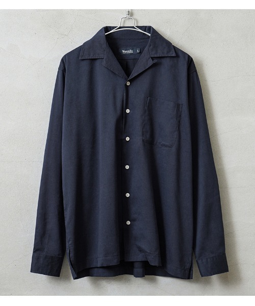 WAIPER.inc(ワイパーインク)の「WAIPER.inc コットンレーヨン オープンカラー L/Sシャツ ソリッドカラー(シャツ/ブラウス・メンズ・ネイビー/ブラック/ナチュラル/ブラウン・L/M/XL)」の4枚目の写真