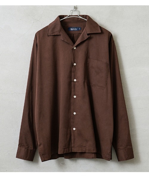 WAIPER.inc(ワイパーインク)の「WAIPER.inc コットンレーヨン オープンカラー L/Sシャツ ソリッドカラー(シャツ/ブラウス・メンズ・ネイビー/ブラック/ナチュラル/ブラウン・L/M/XL)」の2枚目の写真