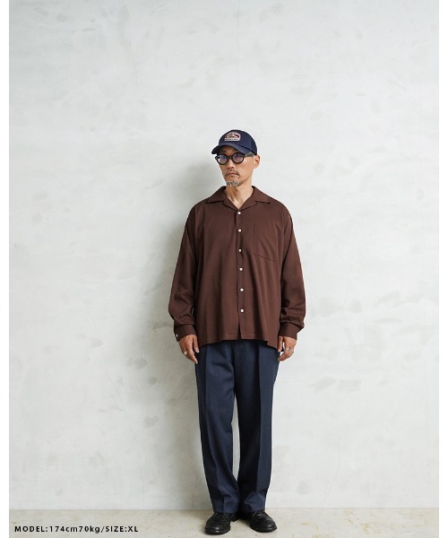 WAIPER.inc(ワイパーインク)の「WAIPER.inc コットンレーヨン オープンカラー L/Sシャツ ソリッドカラー(シャツ/ブラウス・メンズ・ネイビー/ブラック/ナチュラル/ブラウン・L/M/XL)」の21枚目の写真