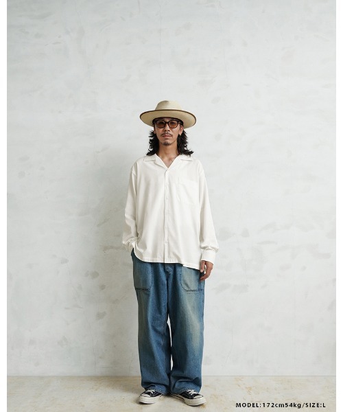 WAIPER.inc(ワイパーインク)の「WAIPER.inc コットンレーヨン オープンカラー L/Sシャツ ソリッドカラー(シャツ/ブラウス・メンズ・ネイビー/ブラック/ナチュラル/ブラウン・L/M/XL)」の12枚目の写真