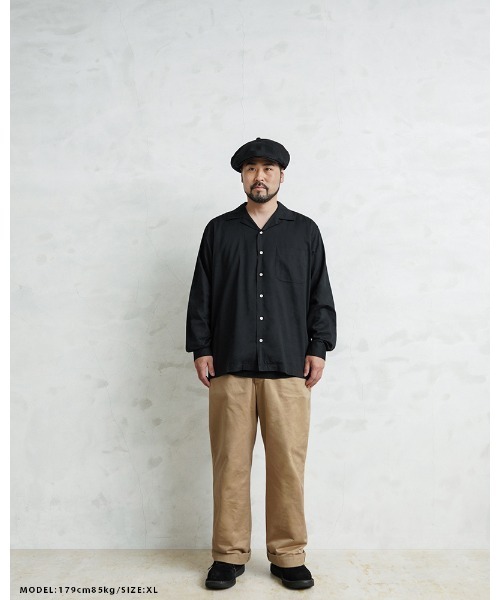 WAIPER.inc(ワイパーインク)の「WAIPER.inc コットンレーヨン オープンカラー L/Sシャツ ソリッドカラー(シャツ/ブラウス・メンズ・ネイビー/ブラック/ナチュラル/ブラウン・L/M/XL)」の16枚目の写真