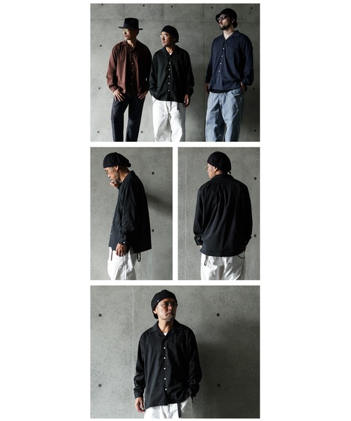 WAIPER.inc(ワイパーインク)の「WAIPER.inc コットンレーヨン オープンカラー L/Sシャツ ソリッドカラー(シャツ/ブラウス・メンズ・ネイビー/ブラック/ナチュラル/ブラウン・L/M/XL)」の8枚目の写真