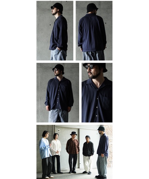 WAIPER.inc(ワイパーインク)の「WAIPER.inc コットンレーヨン オープンカラー L/Sシャツ ソリッドカラー(シャツ/ブラウス・メンズ・ネイビー/ブラック/ナチュラル/ブラウン・L/M/XL)」の10枚目の写真