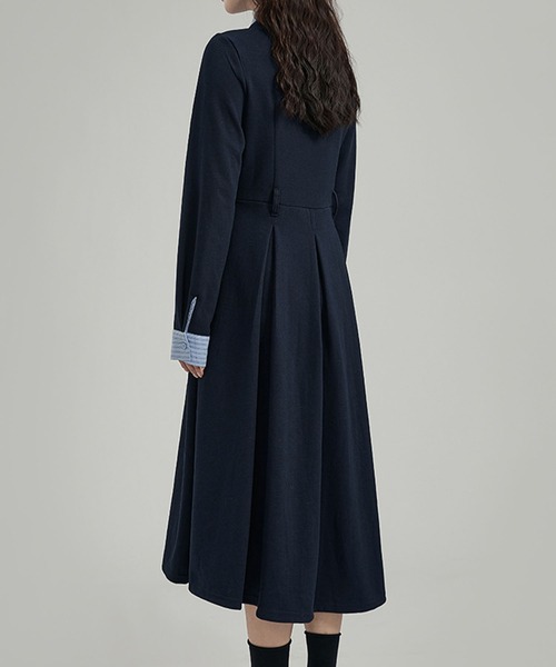 Kuroba（クロバ）の「ストライプシャツドッキング長袖ロングワンピース（ワンピース・レディース・ネイビー・S/M/L）」の7枚目の写真