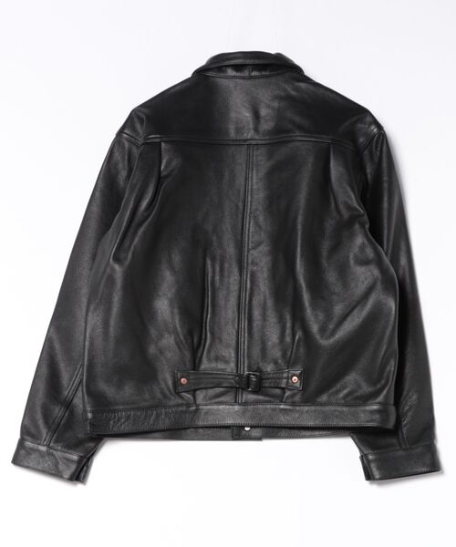 yield(イールド)の「【HOUSTON】ヒューストン COW LEATHER WW Ⅱ TRUCKER JACKET カウレザー トラックジャケット 本革 アメカジ 牛革(その他アウター・メンズ・ブラック・M/L/XL)」の2枚目の写真