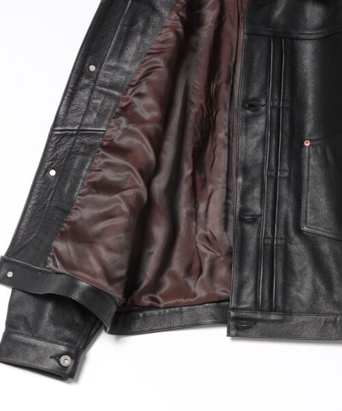 yield(イールド)の「【HOUSTON】ヒューストン COW LEATHER WW Ⅱ TRUCKER JACKET カウレザー トラックジャケット 本革 アメカジ 牛革(その他アウター・メンズ・ブラック・M/L/XL)」の3枚目の写真