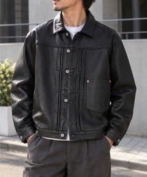【HOUSTON】ヒューストン COW LEATHER WW Ⅱ TRUCKER JACKET カウレザー トラックジャケット 本革 アメカジ 牛革