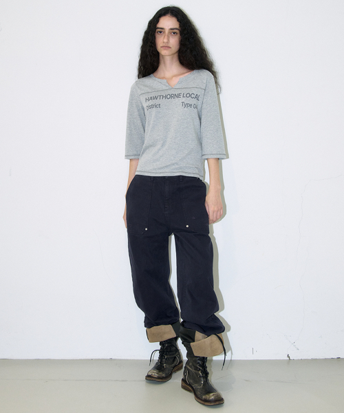 MILLO WOMEN（ミロウーマン）の「LEAU テクスチャーTシャツ [メランジグレー]（Tシャツ/カットソー・レディース・その他・ONE SIZE）」の2枚目の写真