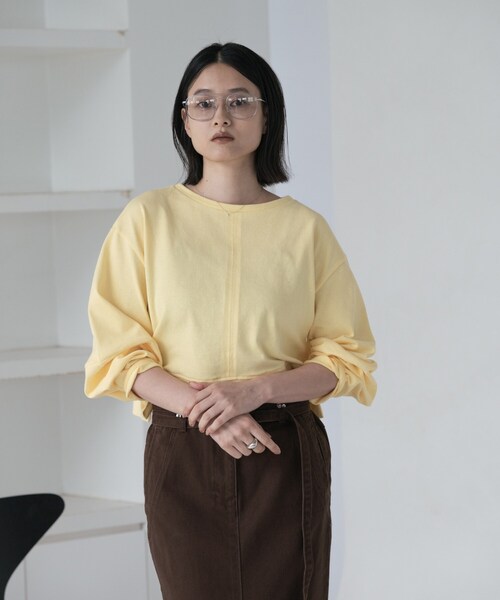 GALLEST(ギャレスト)の「ロングスリーブフォルムカットソー【洗える】(Tシャツ/カットソー・レディース・カーキ/ブルー/オフホワイト/イエロー系その他/チャコールグレー・38)」の5枚目の写真