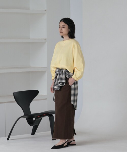 GALLEST(ギャレスト)の「ロングスリーブフォルムカットソー【洗える】(Tシャツ/カットソー・レディース・カーキ/ブルー/オフホワイト/イエロー系その他/チャコールグレー・38)」の6枚目の写真