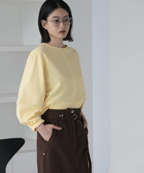 GALLEST(ギャレスト)の「ロングスリーブフォルムカットソー【洗える】(Tシャツ/カットソー・レディース・カーキ/ブルー/オフホワイト/イエロー系その他/チャコールグレー・38)」の8枚目の写真