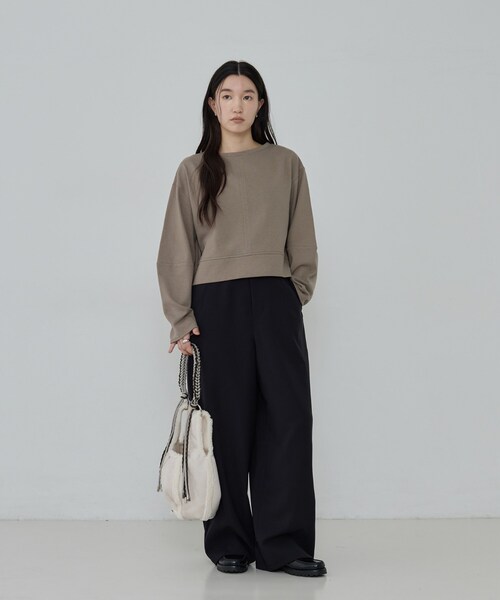 GALLEST(ギャレスト)の「ロングスリーブフォルムカットソー【洗える】(Tシャツ/カットソー・レディース・カーキ/ブルー/オフホワイト/イエロー系その他/チャコールグレー・38)」の20枚目の写真