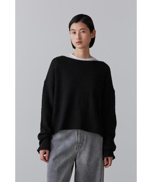 YLEVE(イレーヴ)の「YLEVE / WOOL SILK KN P/O(ニット/セーター・レディース・ブラック/ネイビー・1)」の1枚目の写真