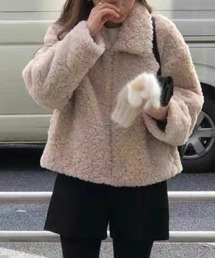 襟付きジップ付きフリースジャケット