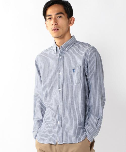 coen（コーエン）の「ビエラストライプボタンダウンシャツ（シャツ/ブラウス・メンズ・ホワイト/ネイビー・SMALL/X-LARGE/X-SMALL/MEDIUM/LARGE）」の2枚目の写真