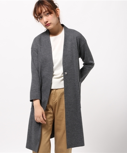 SHIPS for women（シップスフォーウィメン）の「ジャージーガウンロングコート（チェスターコート・レディース・キャメル/グレー・36/38）」の8枚目の写真